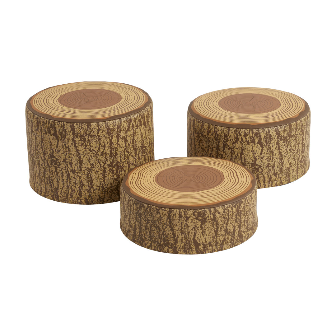 ECR4Kids SoftZone Tree Stump Stool Set, Flexible Seating, Chocolate, 3-Piece ECR4Kids
