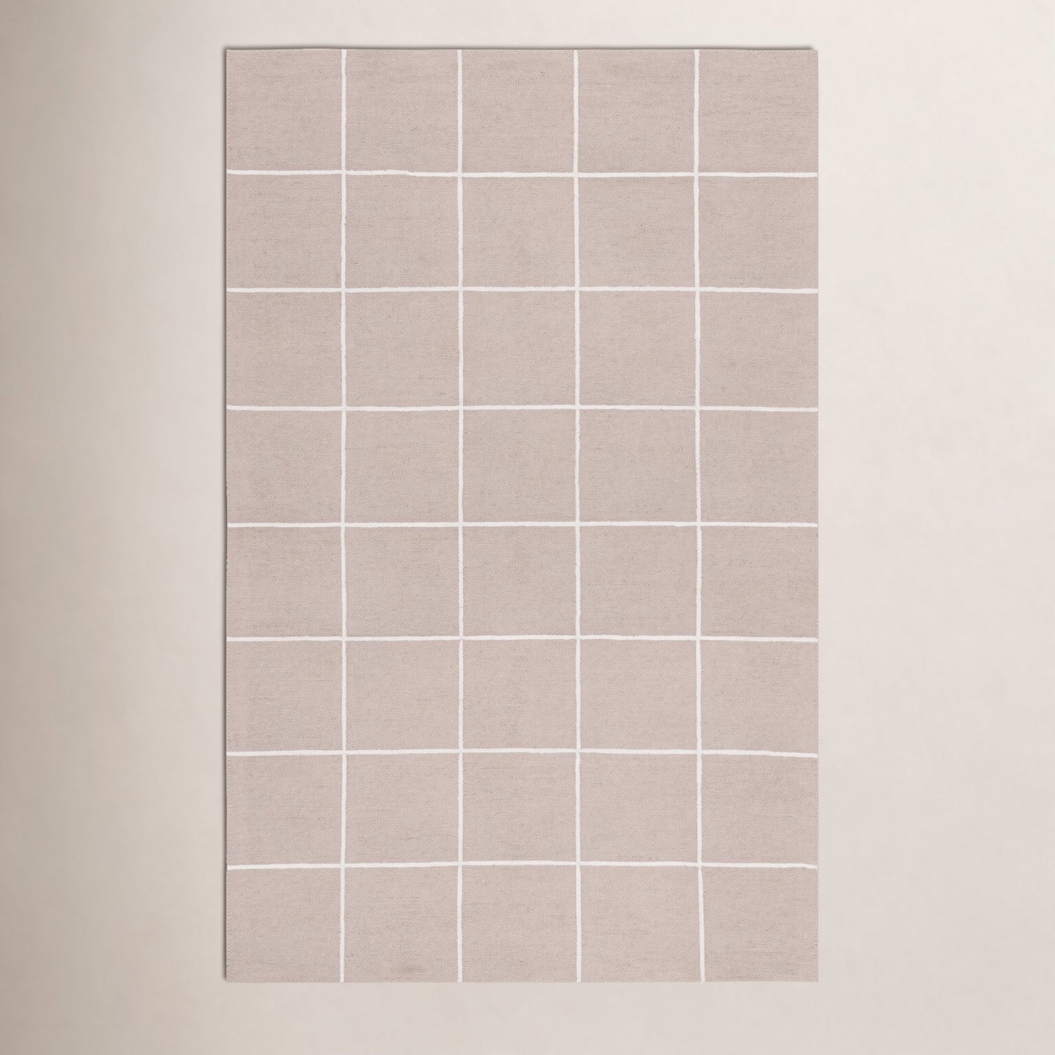 Martha Stewart 300 Hand Tufted Wool/Cotton with Latex Geometric Rug in Beige/Ivory, Rectangle 3' x 5'
