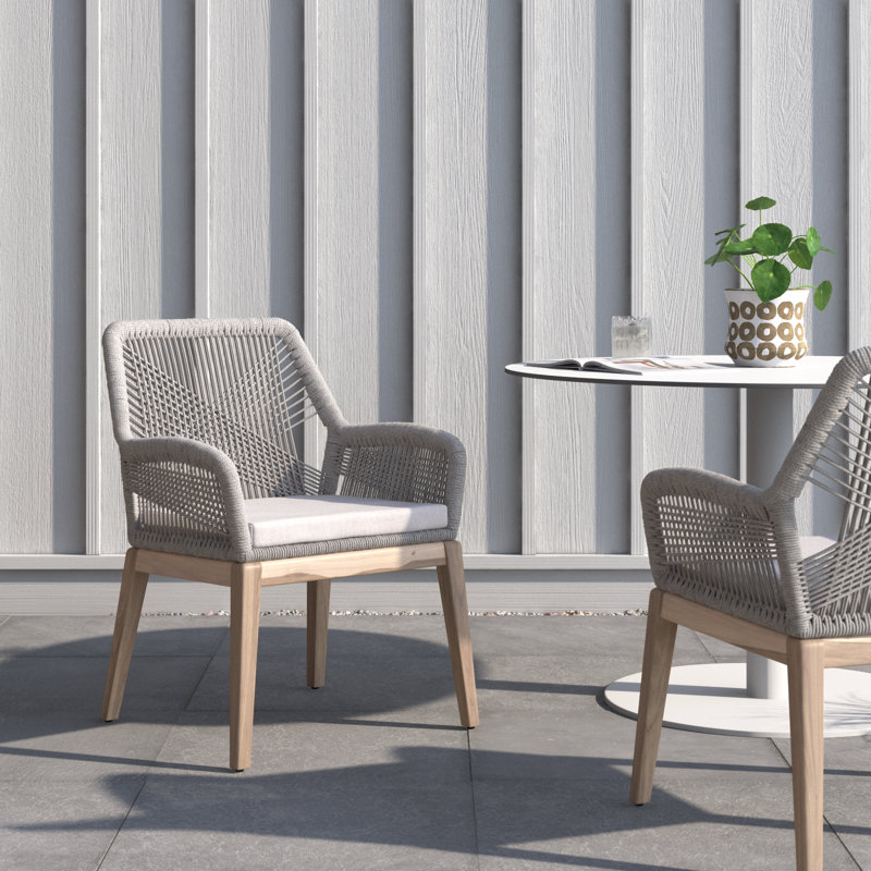 Chaise de patio avec coussin Mitali, Gris clair