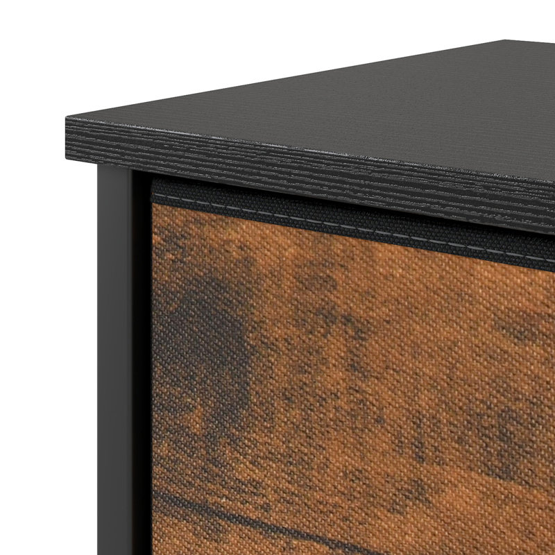 8-Drawer 86Cm W Chest Of Drawers with Side Pockets, Black/Brown