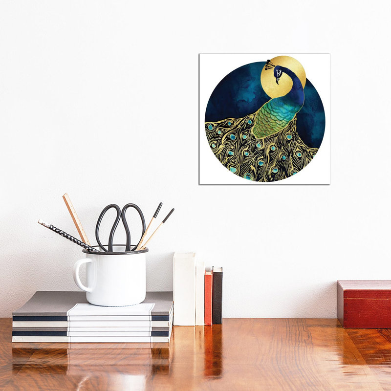 Golden Peacock - Print on Canvas, Wrapped Canvas, 45.72 cm H x 45.72 cm W x 3.175 cm D
