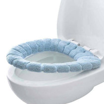 Bath Bliss Beveled Wood Standard Round Toilet Seat-light Blue