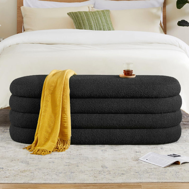 Banc de rangement avec repose-pieds 49 po, Noir