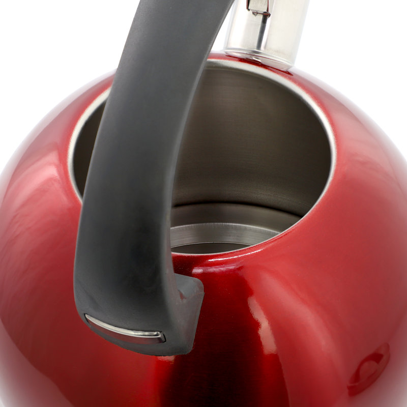 Mr. Coffee 2.1 Quart Stainless Steel Whistling Tea Kettle in Red