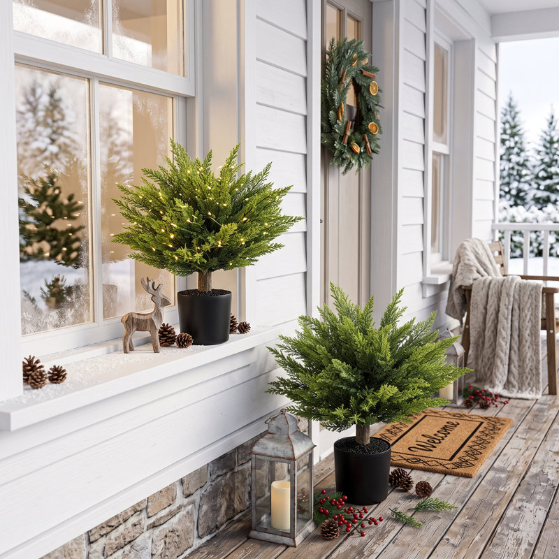 Faux plantes de cèdre 2 pièces vertes