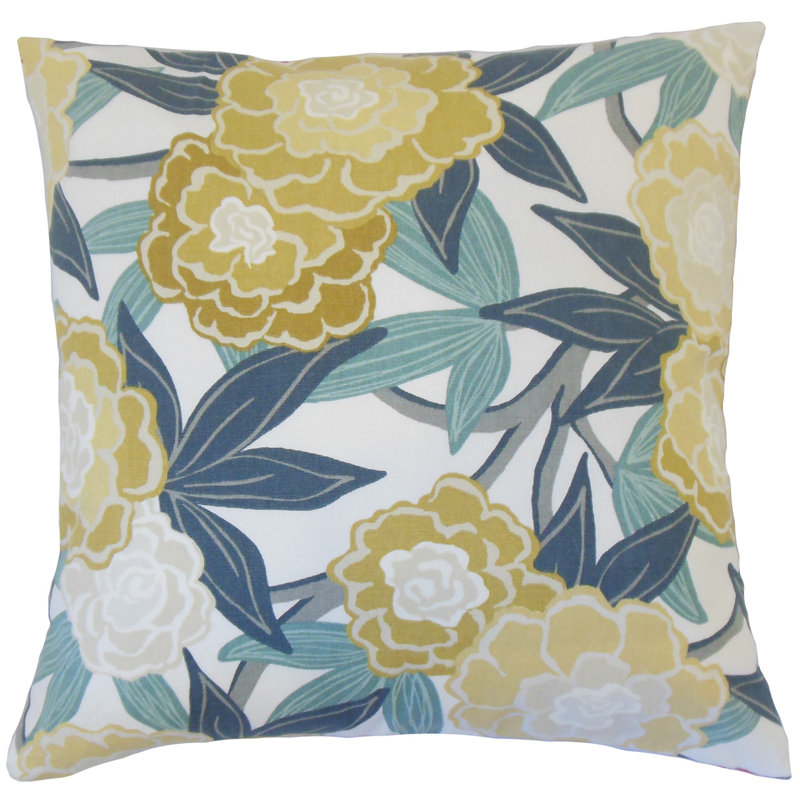 Coussin décoratif en coton floral iniabi, Corail, 20 po x 20 po