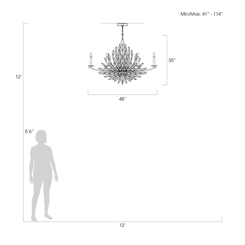 Lily Buds 6 - Light Chandelier, Gold, 35" H x 48" W x 25" D