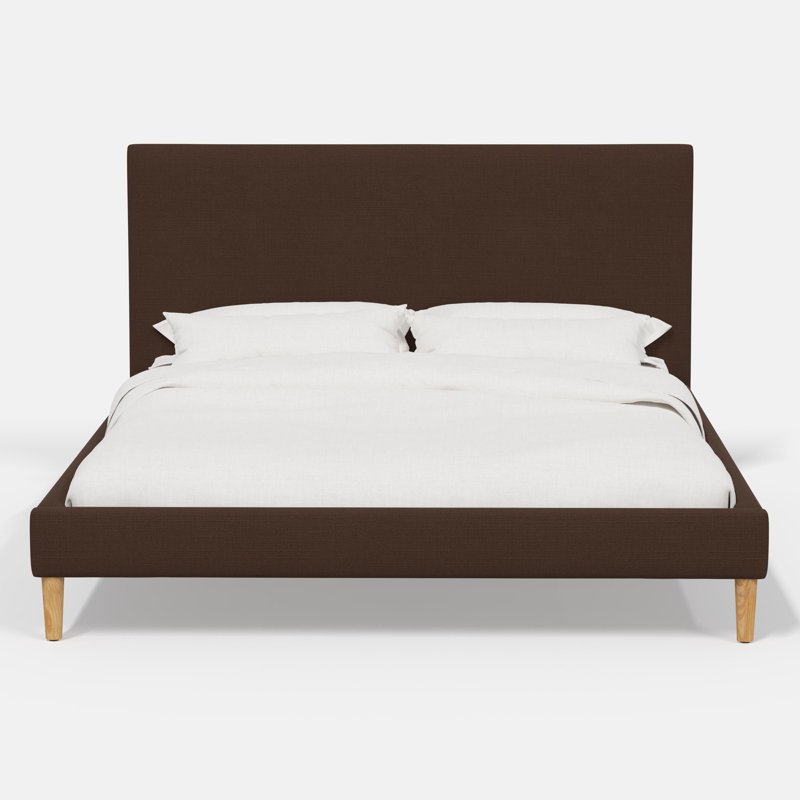 Lit plateforme Olivet, Simple, Lin chocolat classique
