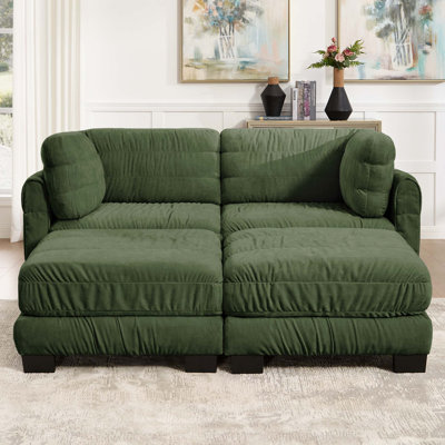 Upholstered Chenille with Ottoman Sectional
