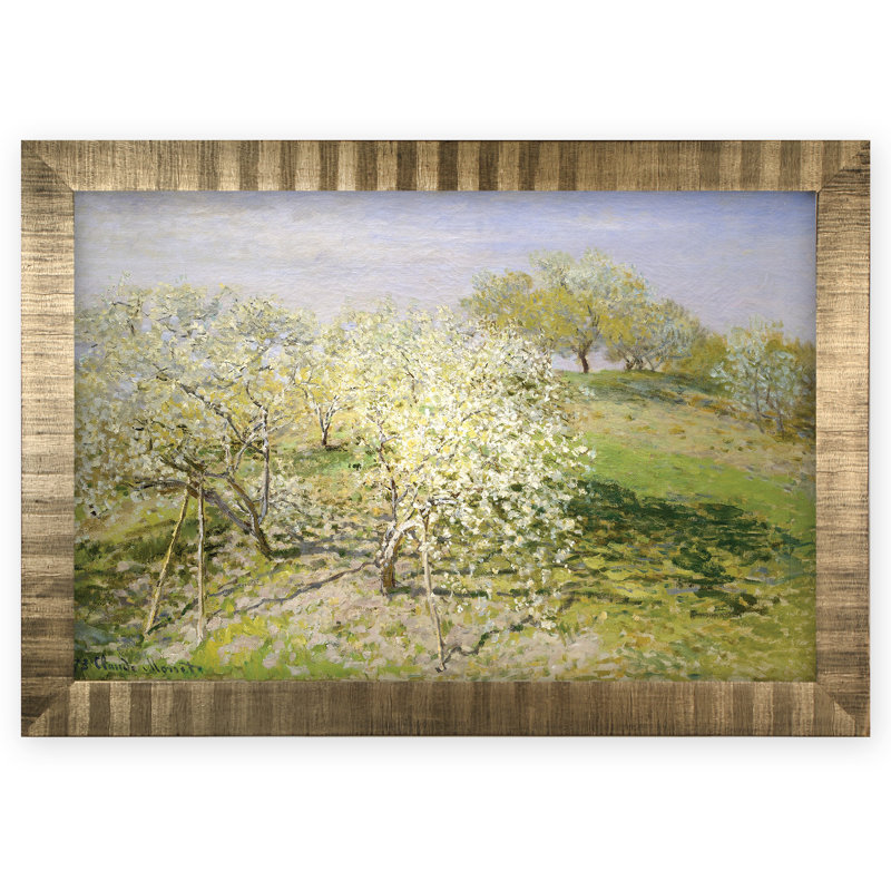 «Apple Trees», reproduction de photo, H 29 po x l 41 po x P 2 po, Encadrement doré antique, Pas de tapis