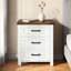 Ensemble de 2 tables de chevet Farmhouse avec station de charge, table de chevet rustique avec ports USB et ports de type C, 3 tiroirs, fabrication en bois massif pour la chambre à coucher