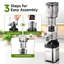 AMZCHEF Cold Press Juicer with 5.2" Wide Feed Chute, Slow Masticating Juice Extractor for Whole Fruits & Vegetables, Stainless Steel Design, Easy-Clean, High Juice Yield