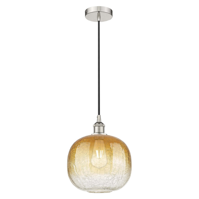 Edison - Ameliya - Mini-luminaire suspendu à cordon 1 lumière 11 po, Ambre, Nickel poli