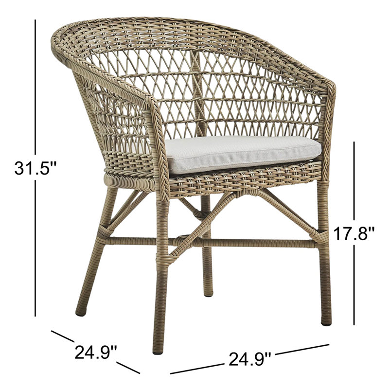 Georgia Garden Outdoor Dining Armchair, Sailcloth Seagull Geometric Sunbrella® Basketweave