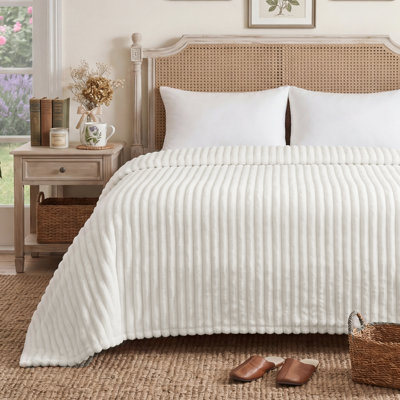 Couvre-lit de Noël 280 g / m² avec jeté en peluche rayé GentleSoft ™ - 90% flanelle, cadeau d'hiver chaud  