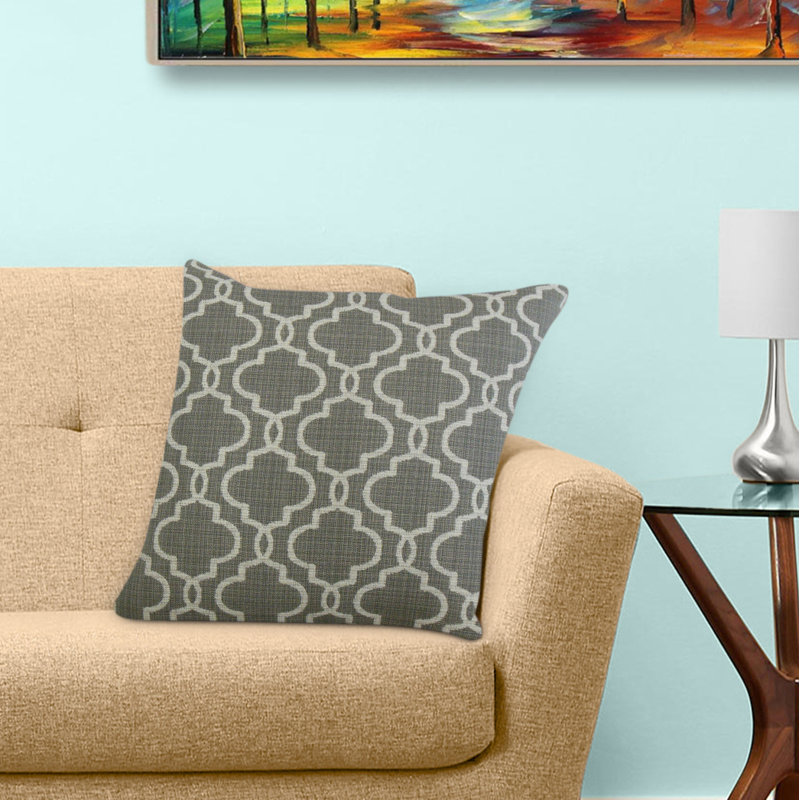 Coussin Rauf, 24 po x 24 po, Gris / Or, Coussin décoratif