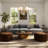 Metal Modern Pendant Light – 30" Metal, Glass Gold, Ivory White Large Globe 6-Light Hardwired Adjustable Light Fixture for Dining Room or Living Room in Mid-Century Modern, Scandinavian, and Contemporary Style