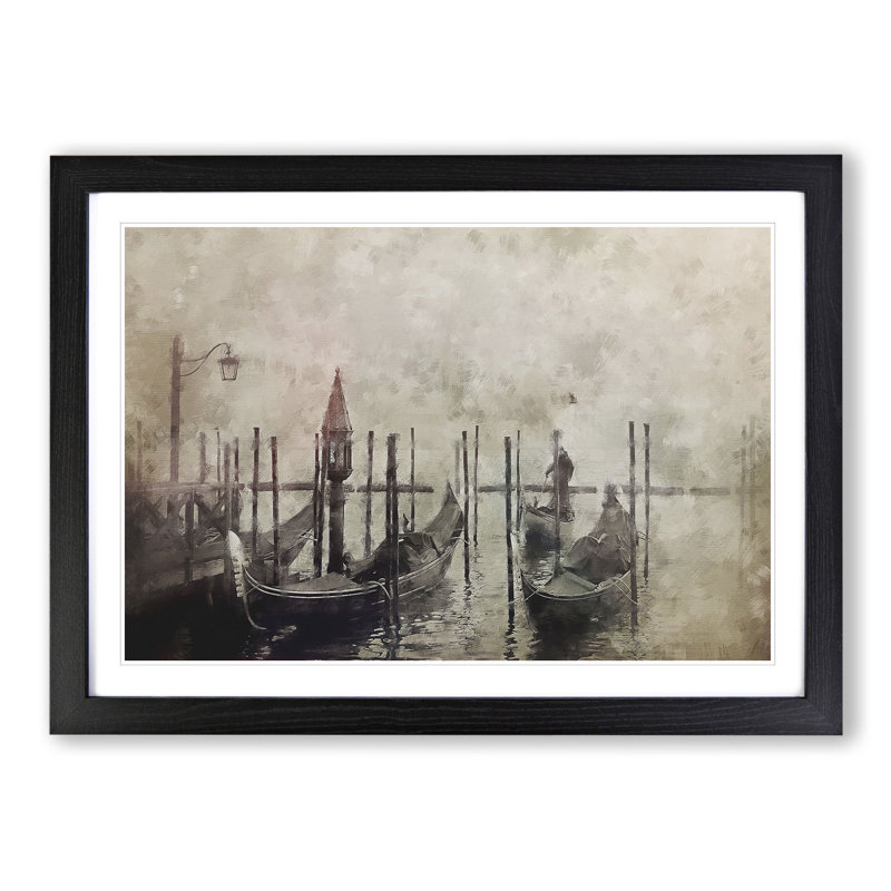 Gondolas in Venice Vol.1 - Picture Frame Painting, Black Framed, 36cm H x 48cm W x 2cm D