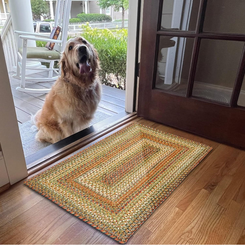  Braided Rug Pet Friendly Washable Indoor/Outdoor Multicolor Country Rug, Rectangle 1'10" x 6'