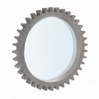 Wall Wood Round Hanging Gear Shape Heavy Decorative Mirror