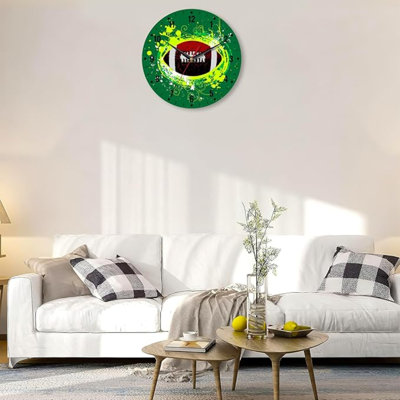 Spunker horloges murales, horloges murales de football américain, ballon de sport à piles horloge murale silencieuse décorative sans tic-tac pour la cuisine de la maison salle de bain salon chambre bureau 10 pouces