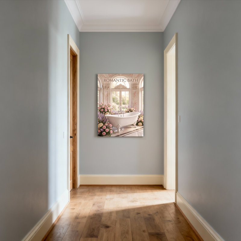 Romantiques bains, architecture florale et classique, reproduction d'art sur toile tendue sur toile, ensemble de 1