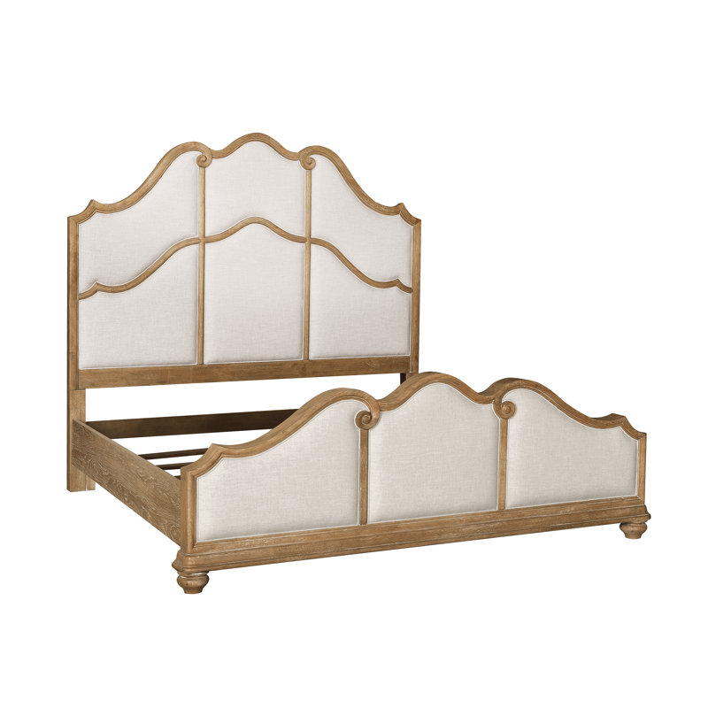 Natural Linen Textured King Upholstered Bed with Wood Frame
