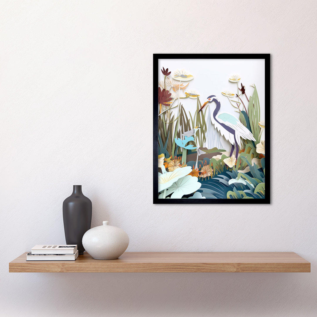 Coastal Wildlife Fauna And Flora Paper Style - Single Picture Frame Print