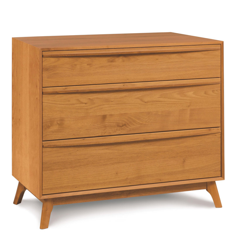 Catalina 3 - Drawer Solid Wood Dresser, Conventional, Natural Cherry