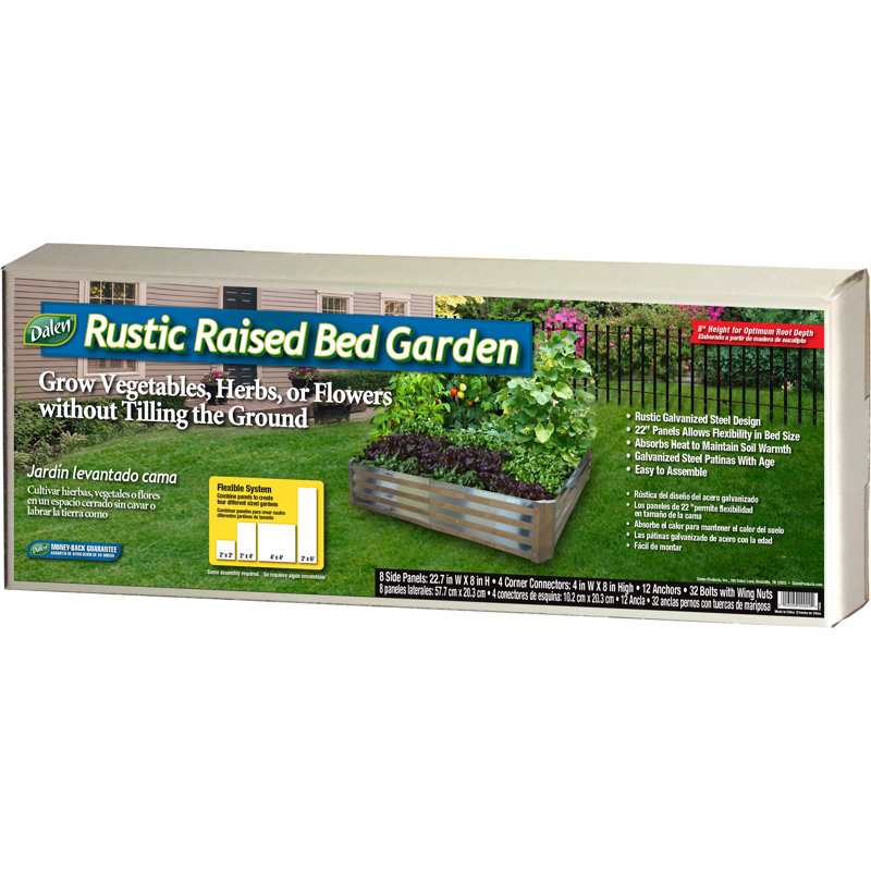 Ensemble de lit de jardin surélevé en acier galvanisé, 8 panneaux, configurable 2 x 2 à 4 x 4 pi, par Dalen Products