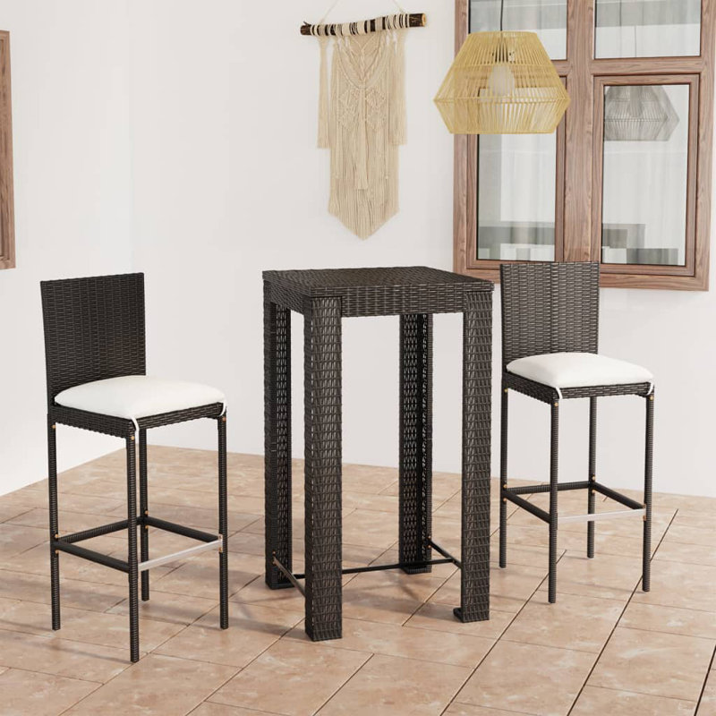 Ensemble bistro pour patio, Cadre noir / coussin blanc