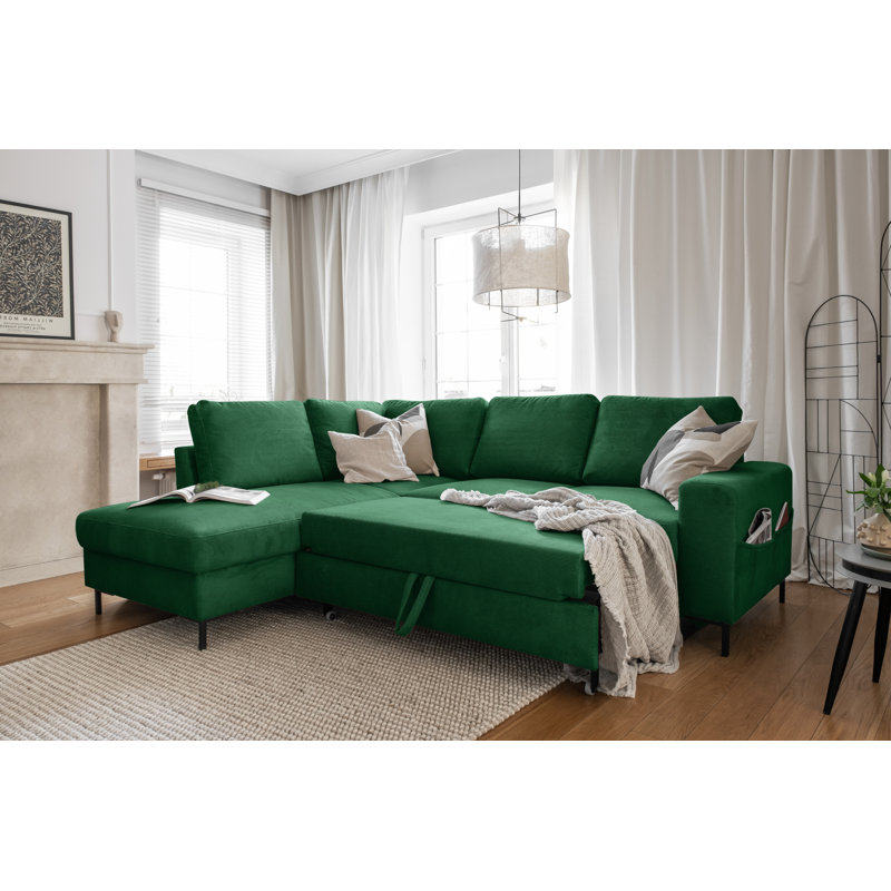 Lofty Lilly 6 seater Corner Sofa Bed, Left Hand Facing, Emerald Green