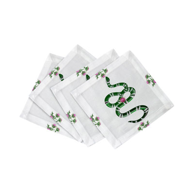Serviettes de table en satin de coton Thistle and Snake
