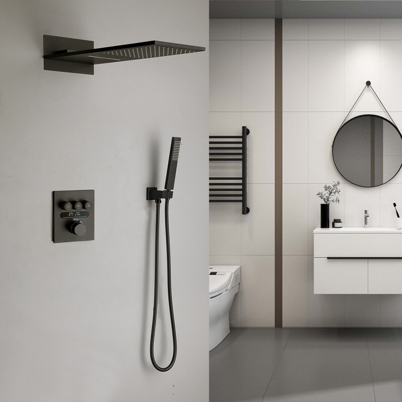 Complete Shower System with Rough in-Valve, Matte Black