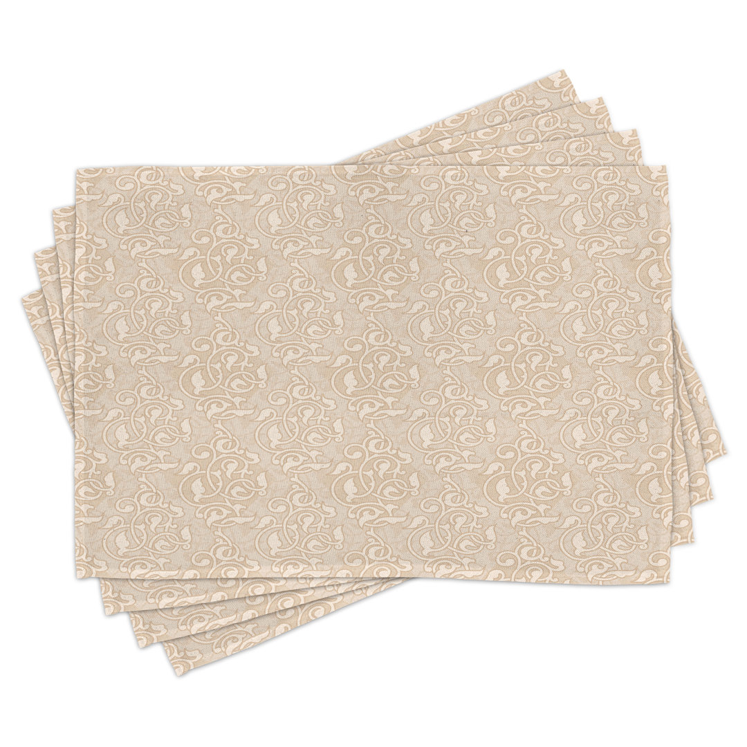 Platzdeckchen 4er-Set, Wirbelnde Blumen, Beige