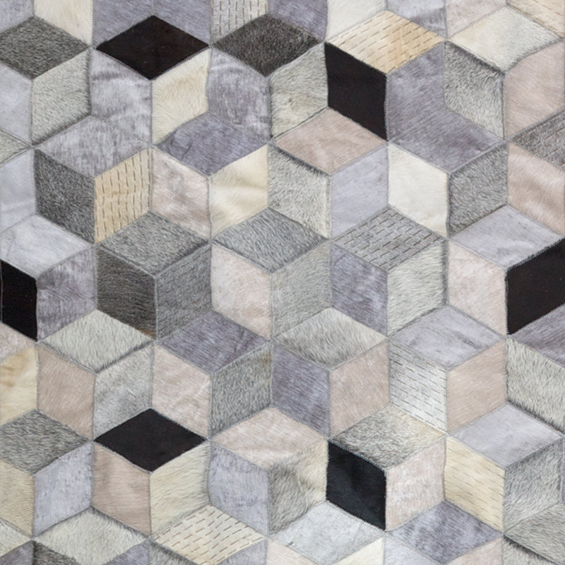 Dedalo Cowhide Geometric Area Rug, Rectangle 4'7" x 5'11"