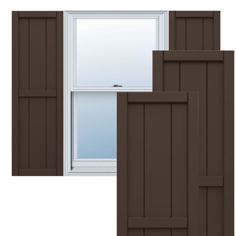 True Fit PVC, volets encadrés encadrés, 16.125", 68", Raisin brun