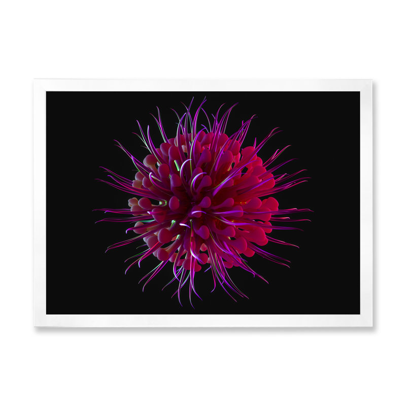 Impression sur toile mauve à motif floral cosmique, H 16 po x l 32 po x P 1,5 po, Cadre photo blanc