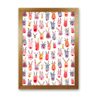 Cute Winter Reindeers Kids - Print