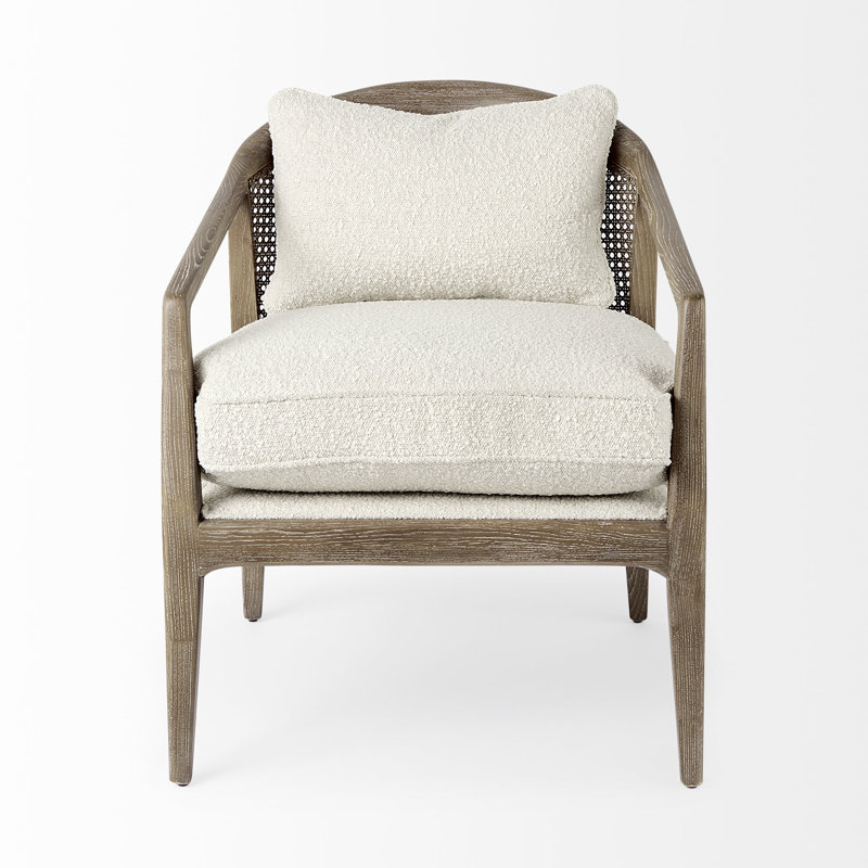 Thornville Upholstered Armchair, Cream Polyester Blend, Light Brown