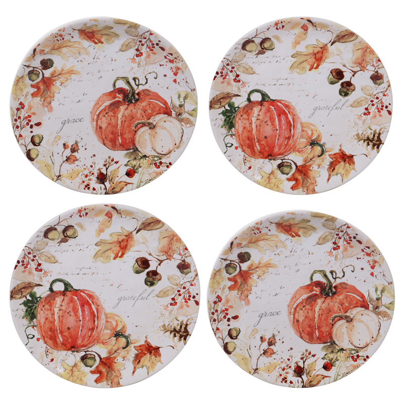 Harvest Pumpkin Ceramic 16-Piece Dinnerware Set