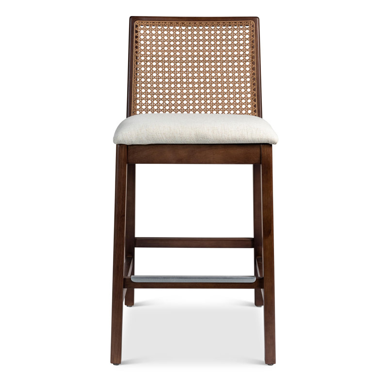 Mag Cane Bar & Counter Stool, Bar Stool (29.5" Seat Height), Medley Ivory/Brown/Natural