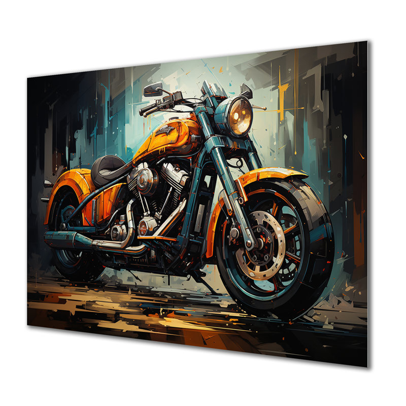 Jaune et noir classique croiseur de motocyclette I - art mural en métal moto, H 30 po x l 40 po x P 1,5 po