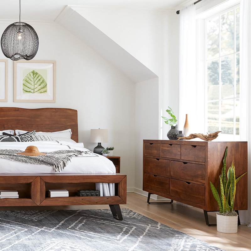 Grand lit plateforme avec rangement Whist, Brun