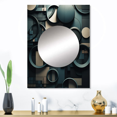 Teal Fragmented Forms - Cubism Mirror Wall Decor MTMIR102878
