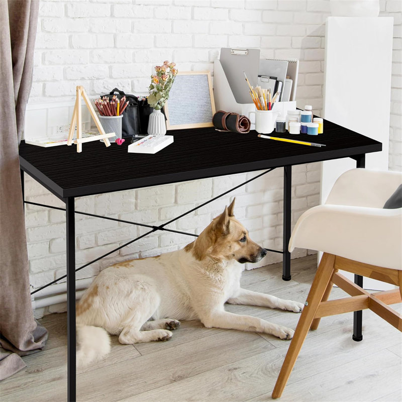 Petit bureau d'écriture avec crochets pour écouteurs, conception simple et moderne, H 29,5 po x l 31,4 po x P 19,6 po