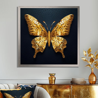 «Black and Gold Diamonds Butterly II», art mural papillon