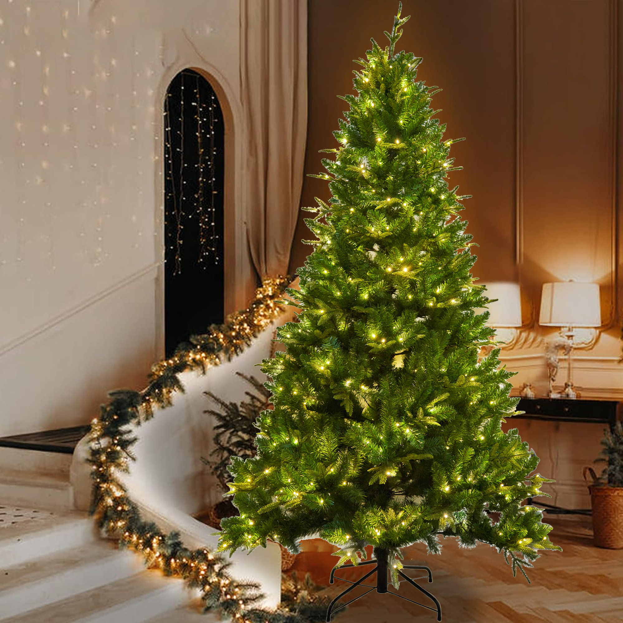 The Holiday Aisle® 6' Lighted Spruce Christmas Tree | Wayfair