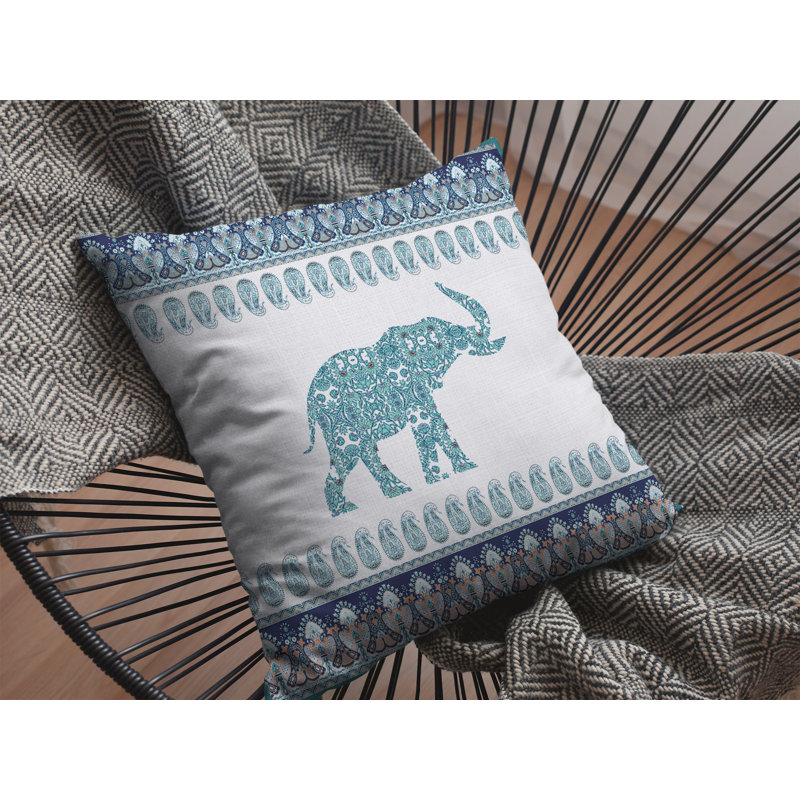 Coussin intérieur à fermeture à glissière Elephant, 26 po x 26 po, Bleu