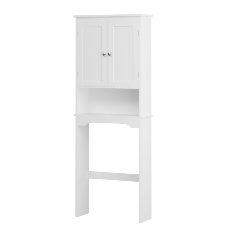 Armoire de rangement au-dessus de la toilette avec 2 portes et tablette ouverte